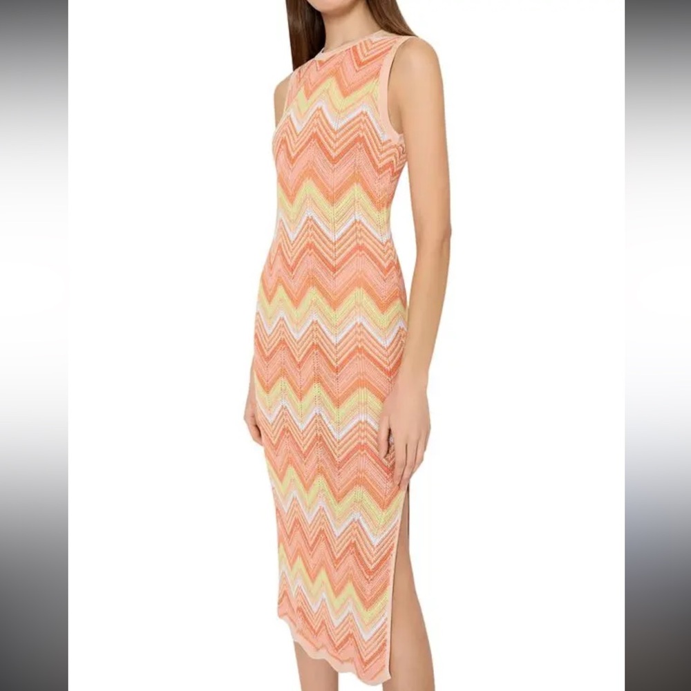 Milly Zig Zag Crochet Knit Midi Dress